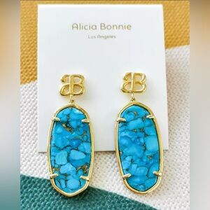 Alicia Bonnie Turquoise and Gold Earrings
